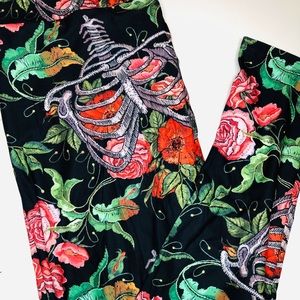 Skeletal Leggings Skeleton Floral